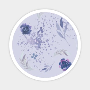 purple flower watercolor pattern Magnet